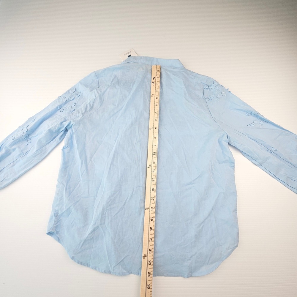 Hester & Orchard Blue Floral Embroidered Cotton Button Down Top S AF360001 - Picture 8 of 10